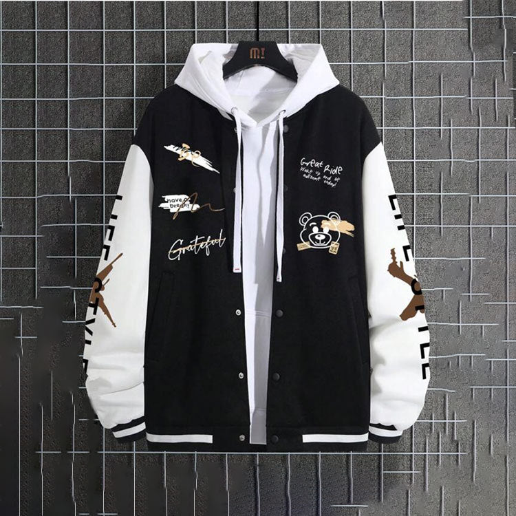 BamBam Men's Baseball Uniform Jacket Spring And Autumn Trendy American High Street Young Men's Loose Casual Coat - BamBam Clothing