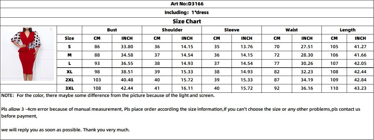 BamBam Plus Size Women'S Fashion Dot Mesh Patchwork V Neck Chic Career Bodycon Dress - BamBam