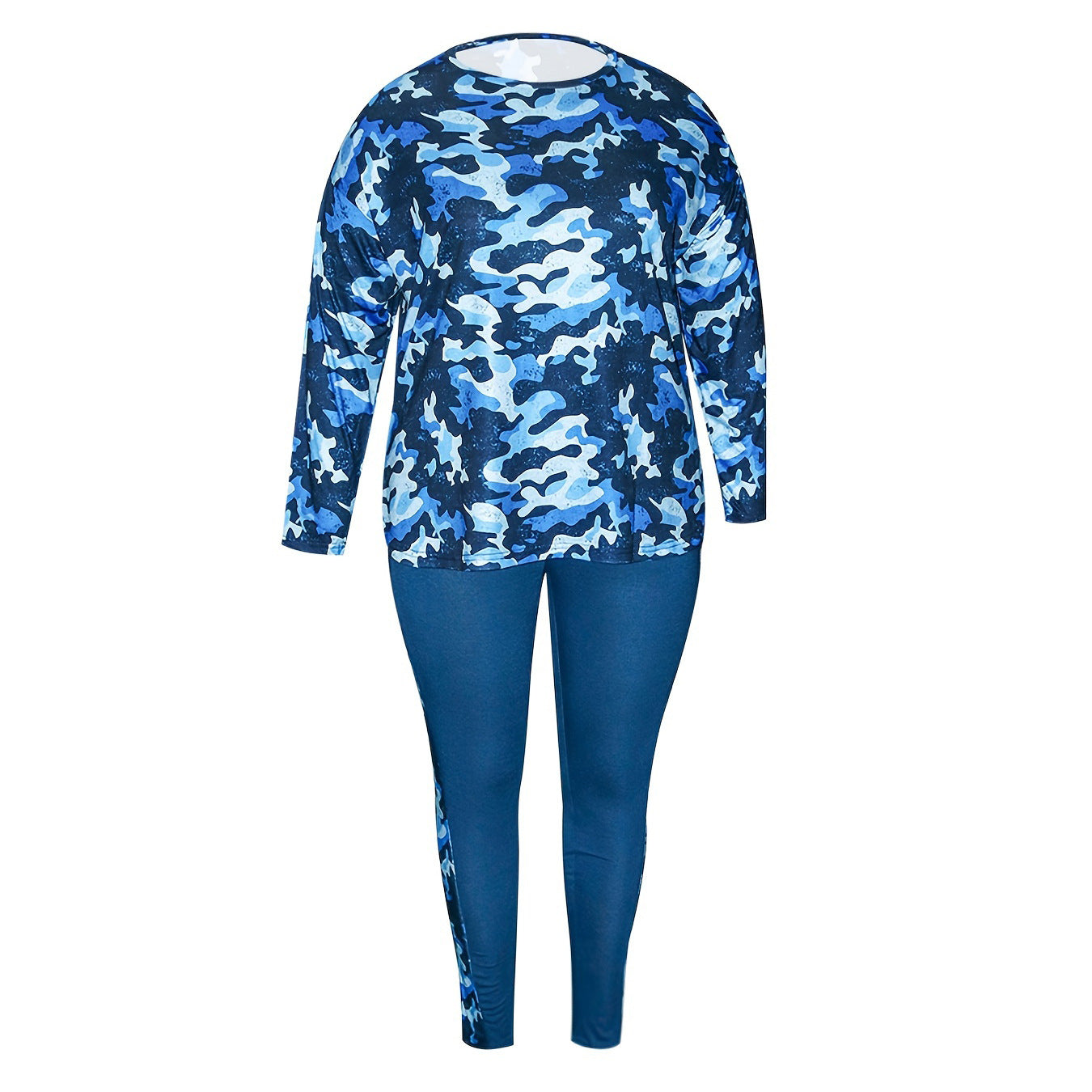 BamBam Women's Camouflage Print Long Sleeve Two Piece Pants Set - BamBam