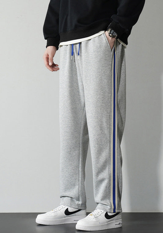 Men's Autumn And Winter Trendy Loose Side Striped Straight Trousers For Boys Wide-Legged Casual Sweatpants