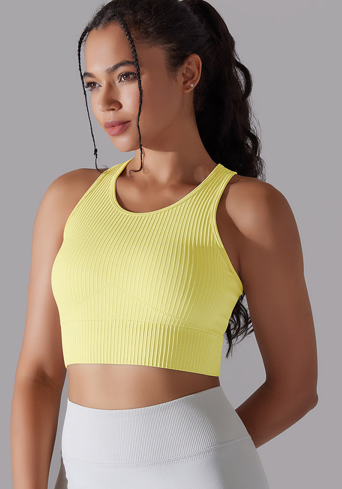 Women Seamless Knitting Solid Yoga Bra Running Tank Top