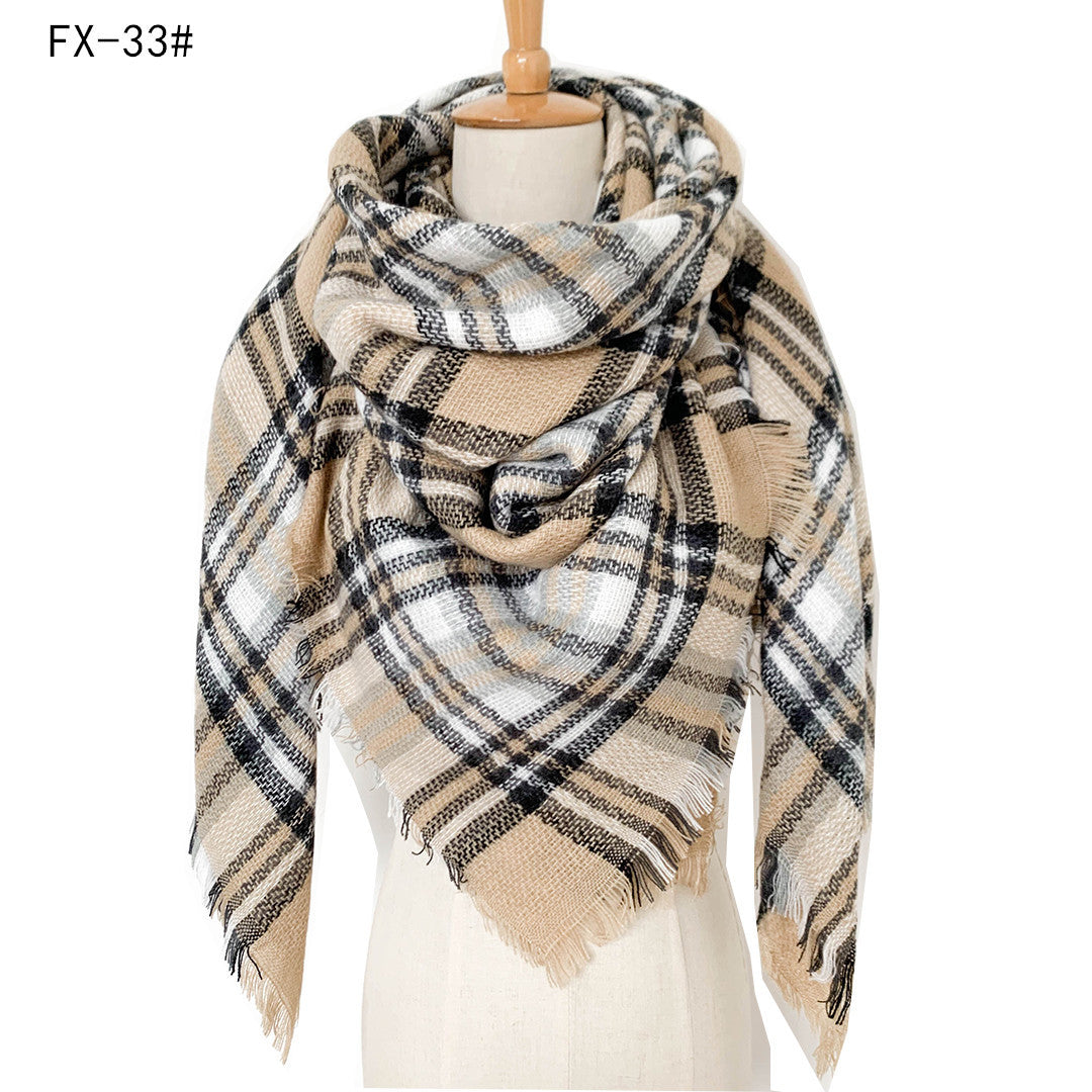 BamBam Autumn and winter imitation cashmere plaid square scarf scarf shawl - BamBam
