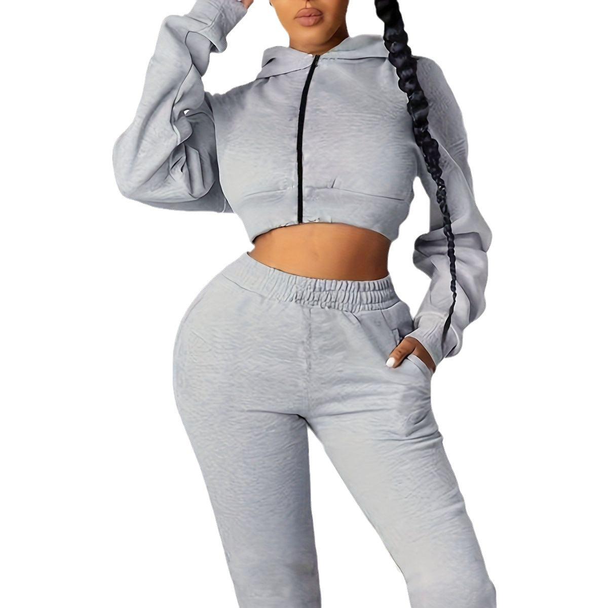 BamBam Autumn And Winter Casual Fashion High Waist Slim Fit Plus Size Two Piece Tracksuit - BamBam