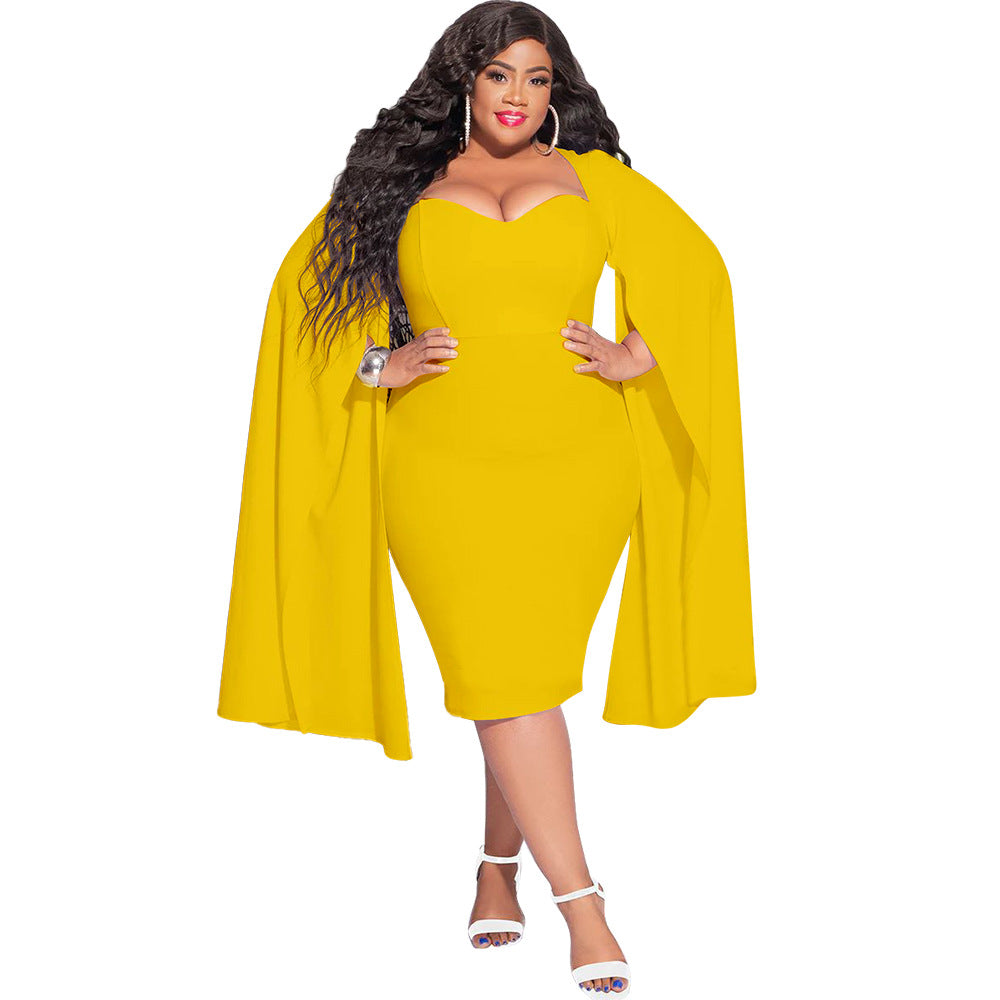 BamBam Plus Size Women'S Fall Winter Fashion Chic Bodycon Dress - BamBam