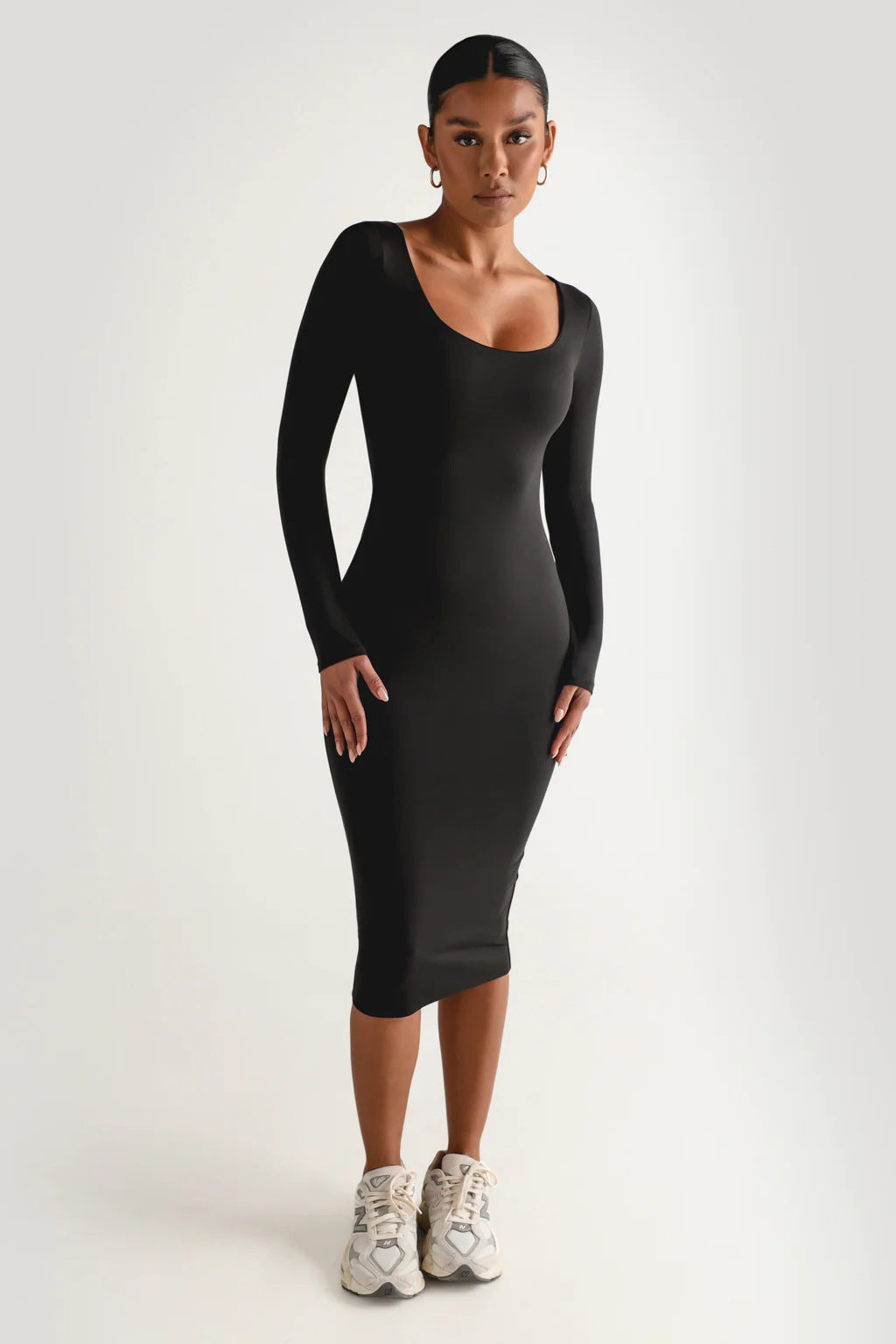 BamBam Women Sexy Long Sleeve Round Neck Bodycon Dress - BamBam Clothing