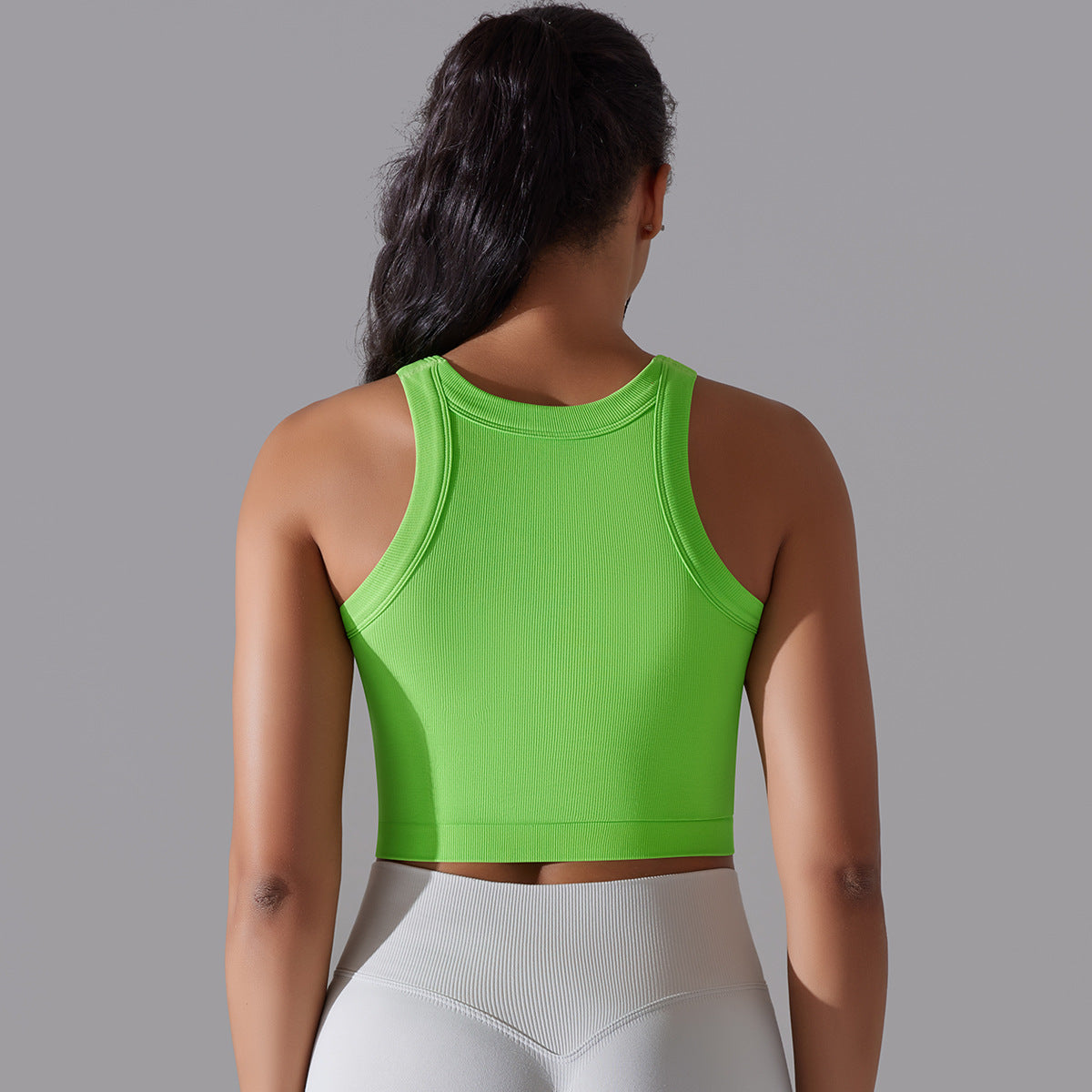 BamBam Women Seamless Knitting Solid Rib Yoga Wear Sports Sleeveless Fitness Tank Top - BamBam