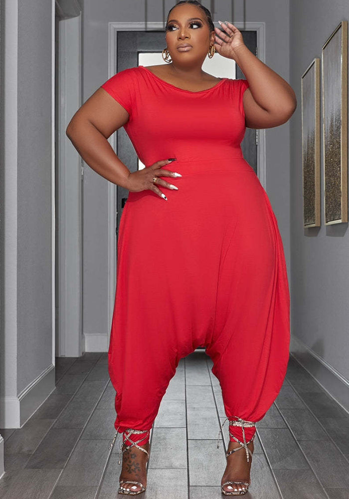 Ladies Plus Size Jumpsuit Casual Fashion Off Shoulder Plus Size Style Jumpsuit