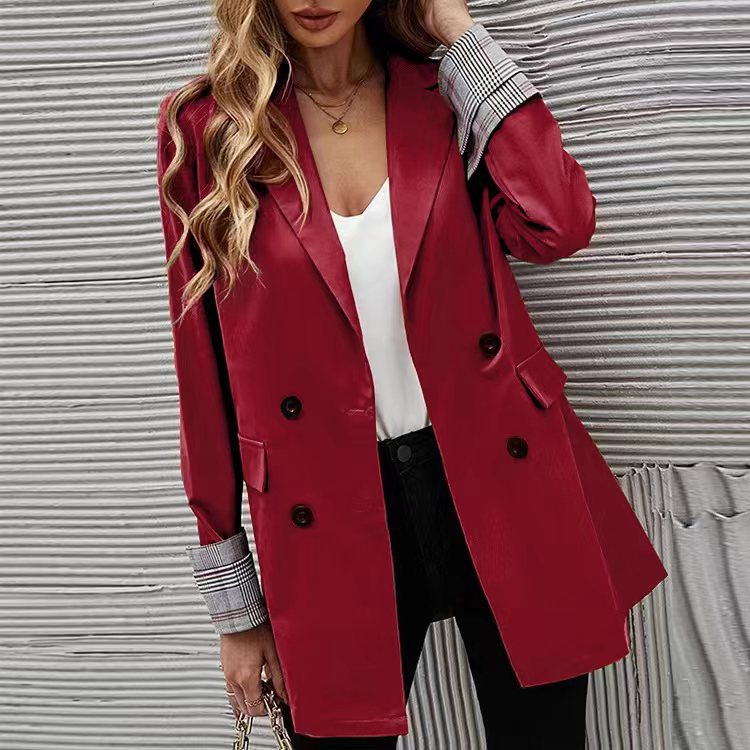 BamBam Autumn And Winter Women's Solid Color Turndown Collar Button Slim Chic Blazer - BamBam Clothing