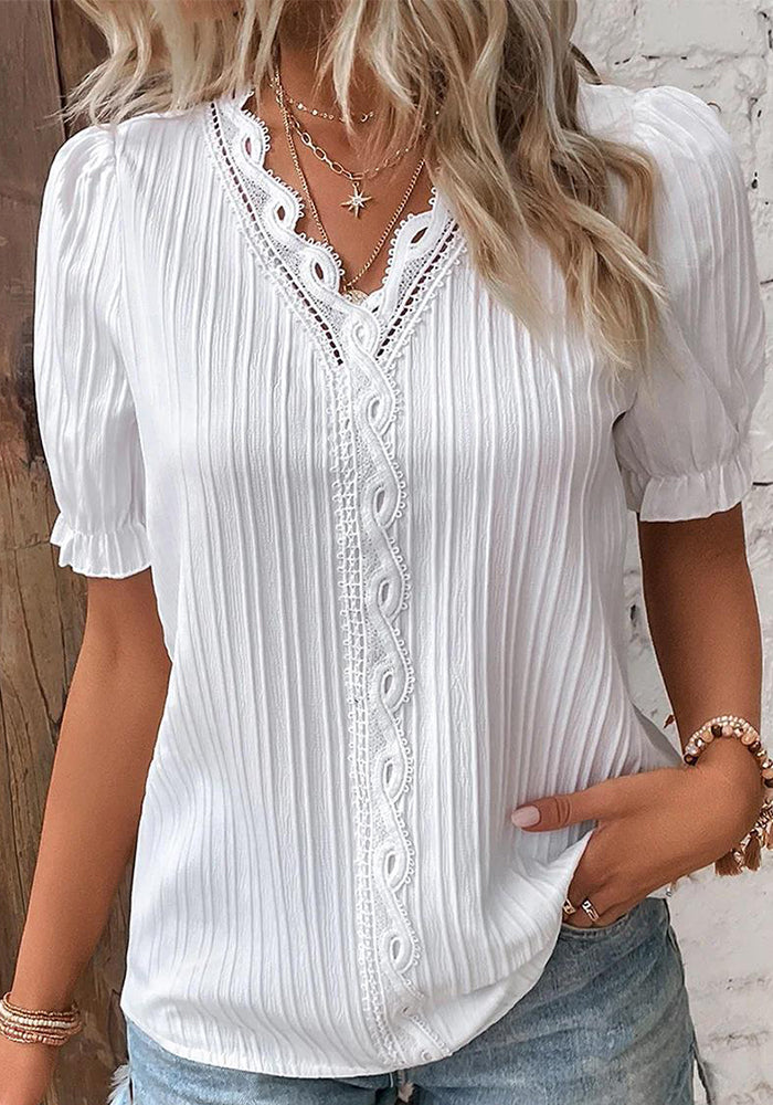 Summer Holidays Fashion Cutout Short Sleeve Blouse For Women