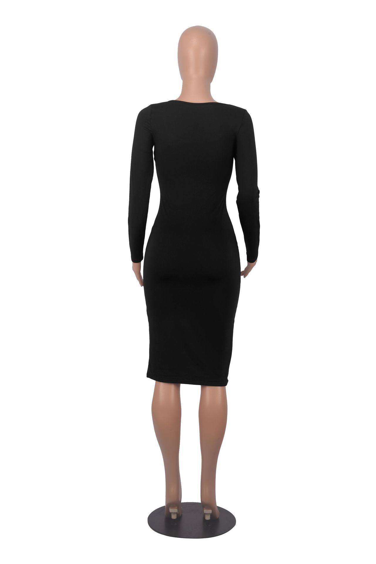 BamBam Women Sexy Long Sleeve Round Neck Bodycon Dress - BamBam Clothing