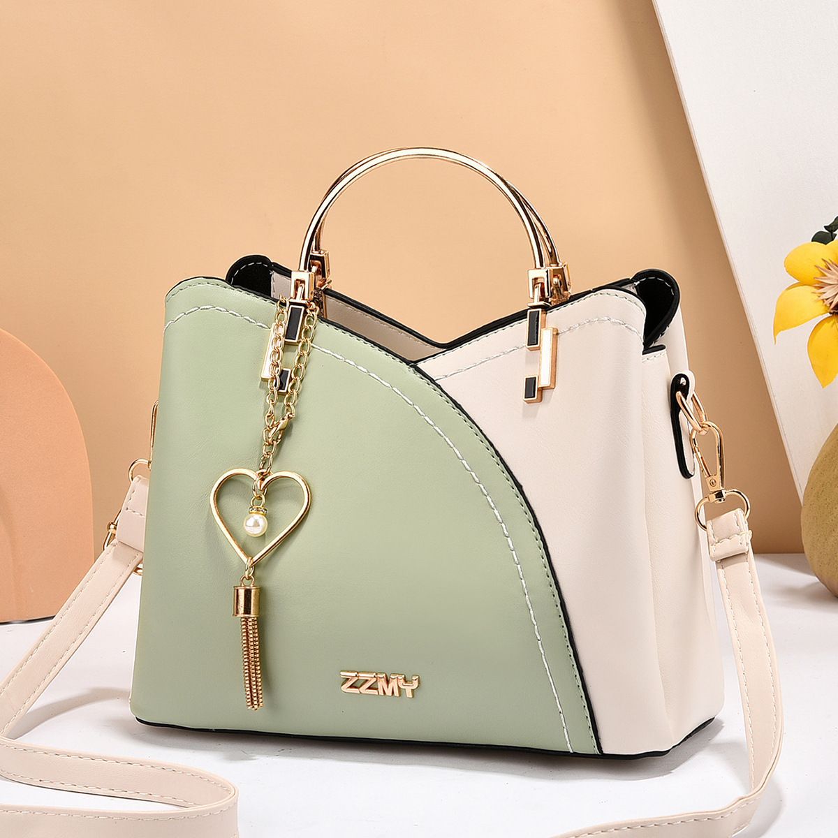 BamBam Patchwork Handbag Women's Bag Fashionable And Versatile Pu Leather Stylish Shoulder Crossbody Bag - BamBam