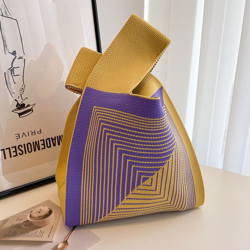 BamBam Handbag Women Knitting Bucket Bag Versatile Hand Carry Casual Tote Bag Lunch Bag - BamBam
