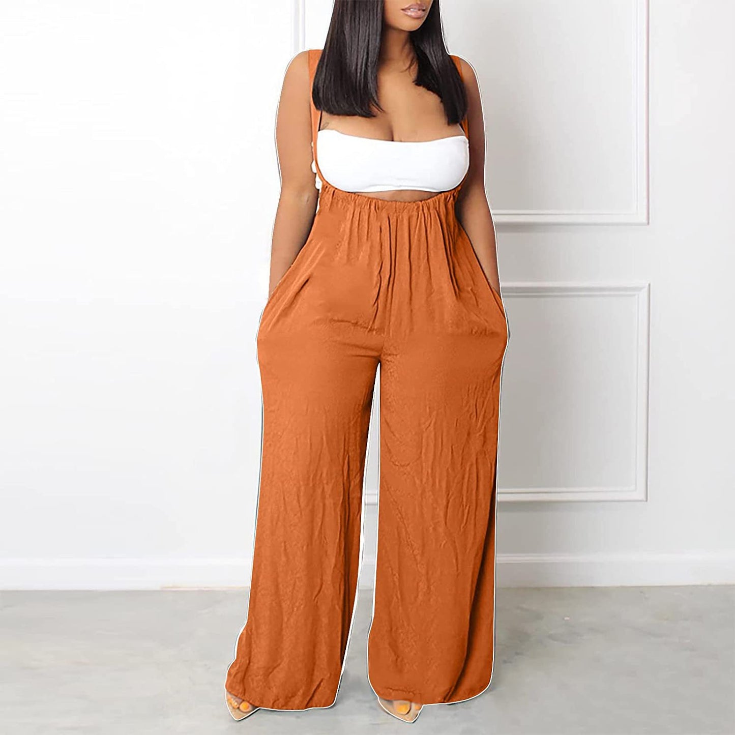 BamBam Women Solid Sleeveless Wide Leg Jumpsuit - BamBam Clothing