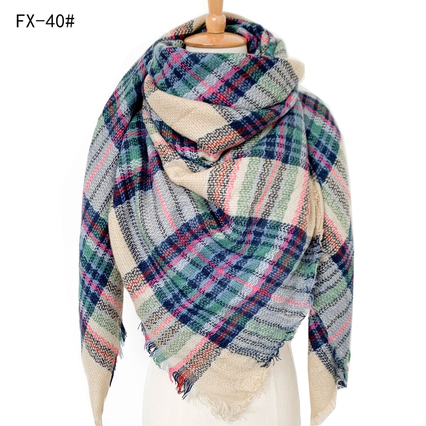 BamBam Autumn and winter imitation cashmere plaid square scarf scarf shawl - BamBam