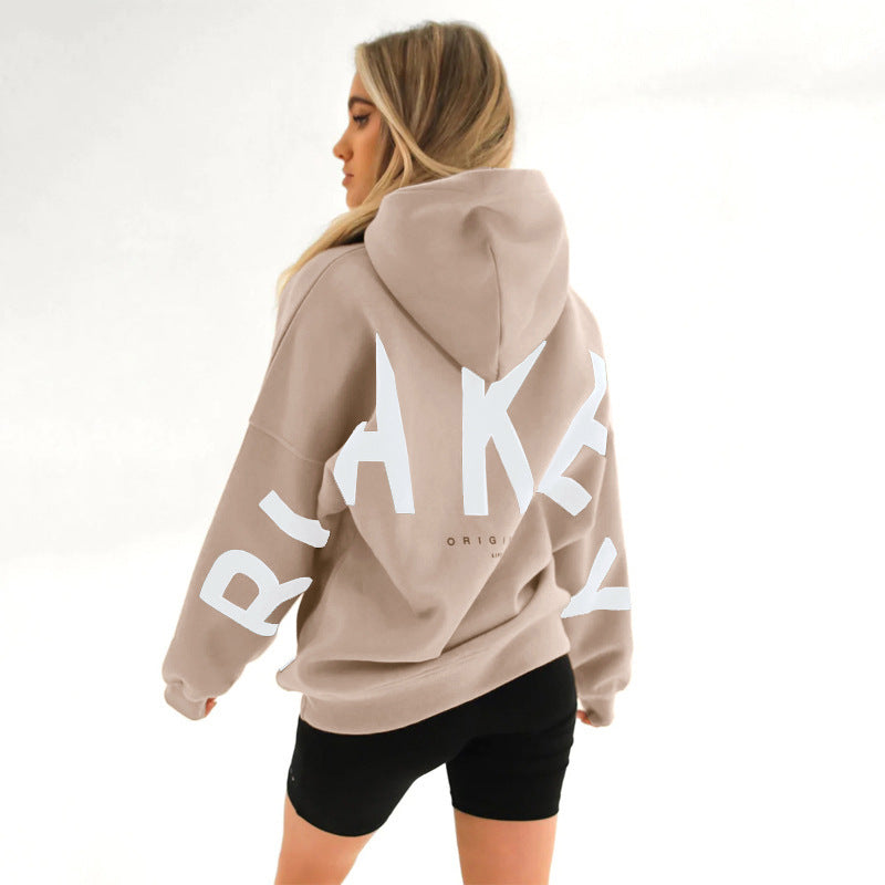 BamBam Women Printed Long Sleeve Loose Hoodies - BamBam