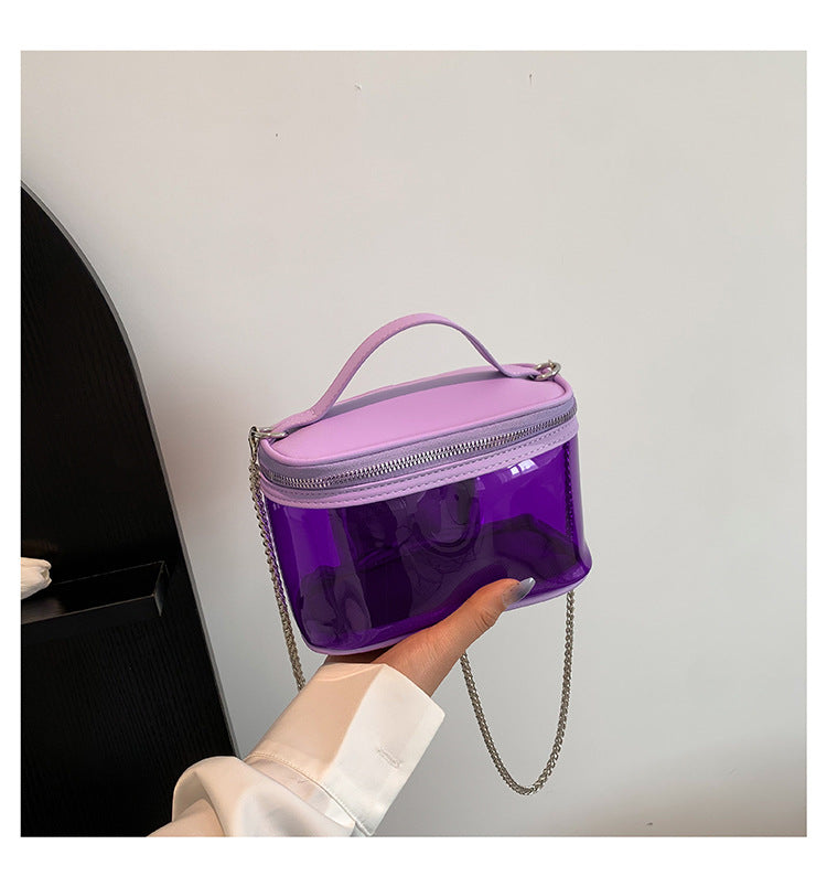 BamBam Women summer transparent jelly bag portable shoulder Messenger cosmetic bag wash bag - BamBam