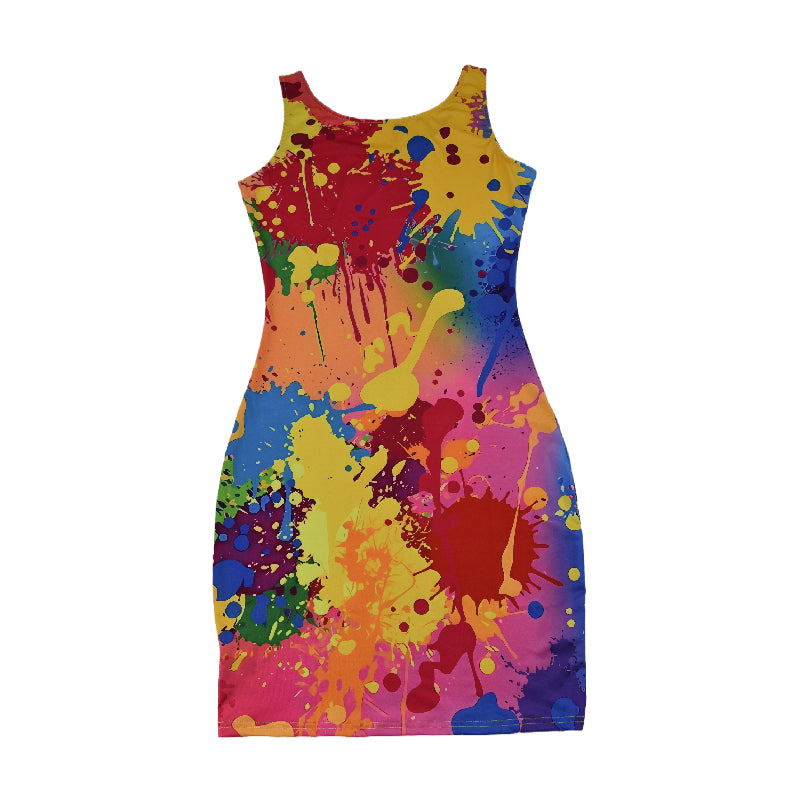 BamBam Sexy Multicolor Print Straps Bodycon Dress - BamBam Clothing