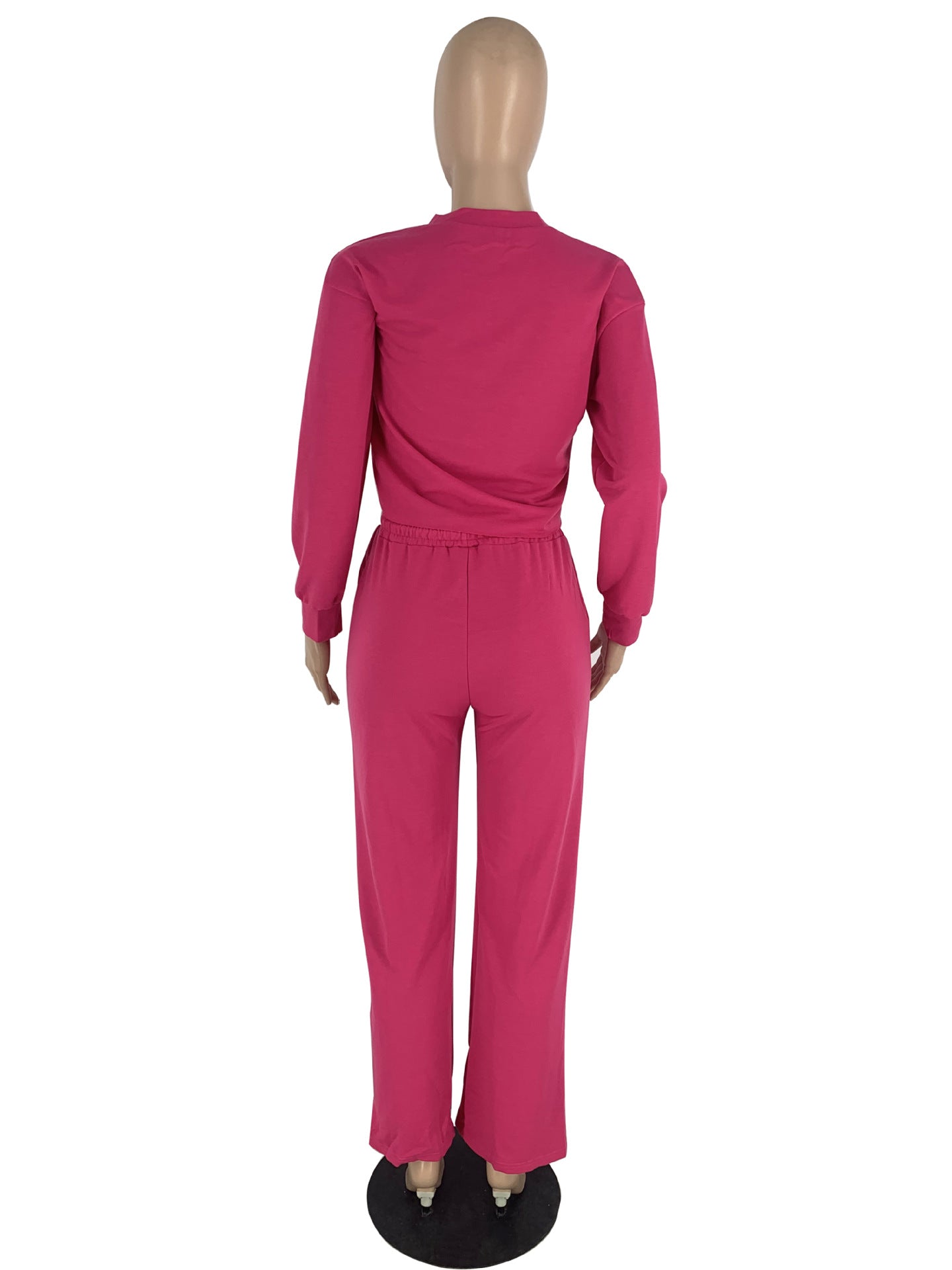 BamBam Solid Color Long Sleeve Pocket Straight Pants 2 Piece Set - BamBam