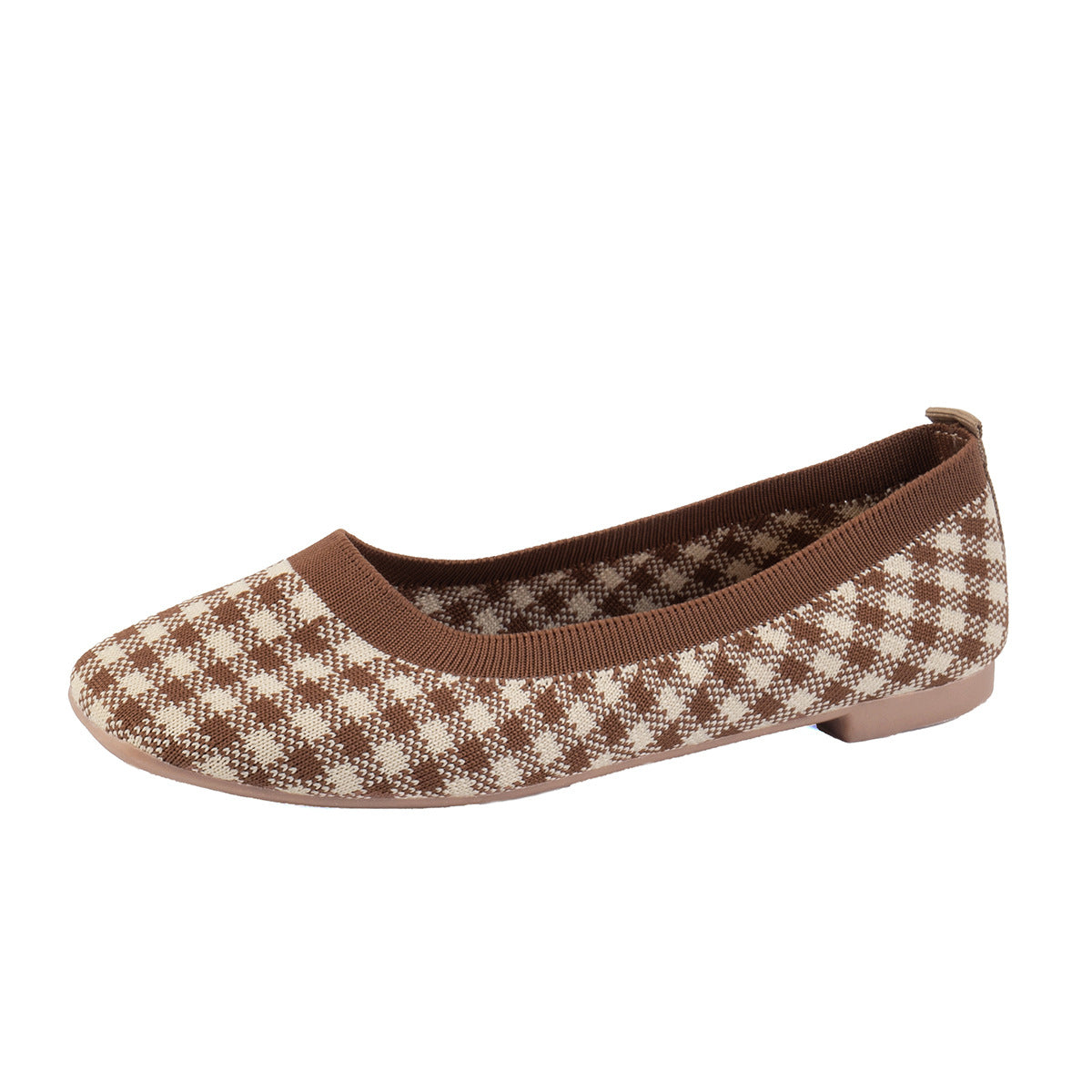 BamBam Plus Size Houndstooth Women's Casual Shoes Spring And Autumn Slip-On Retro Women's Sock Shoes - BamBam