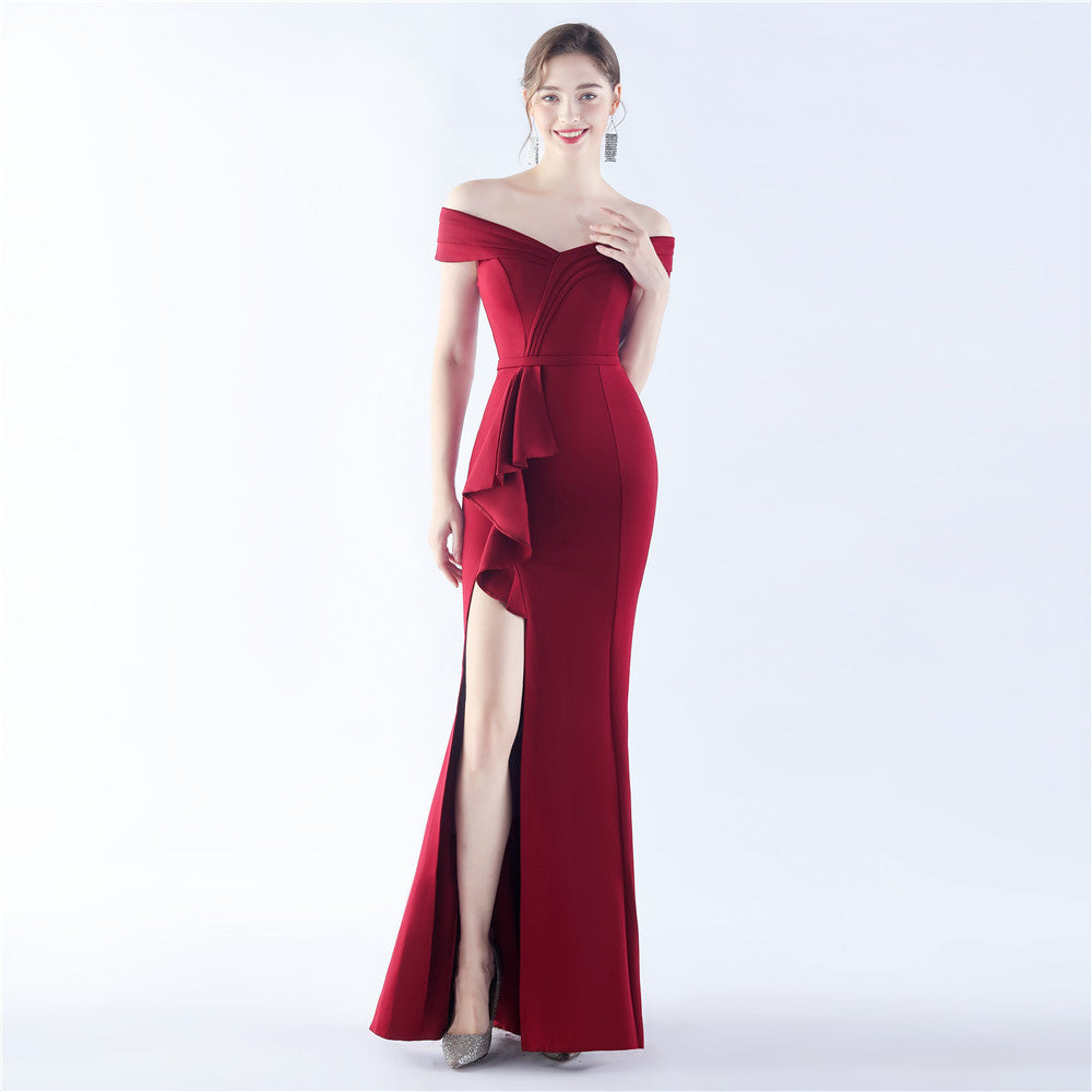 BamBam Women Off Shoulder Maxi Evening Dress - BamBam Clothing