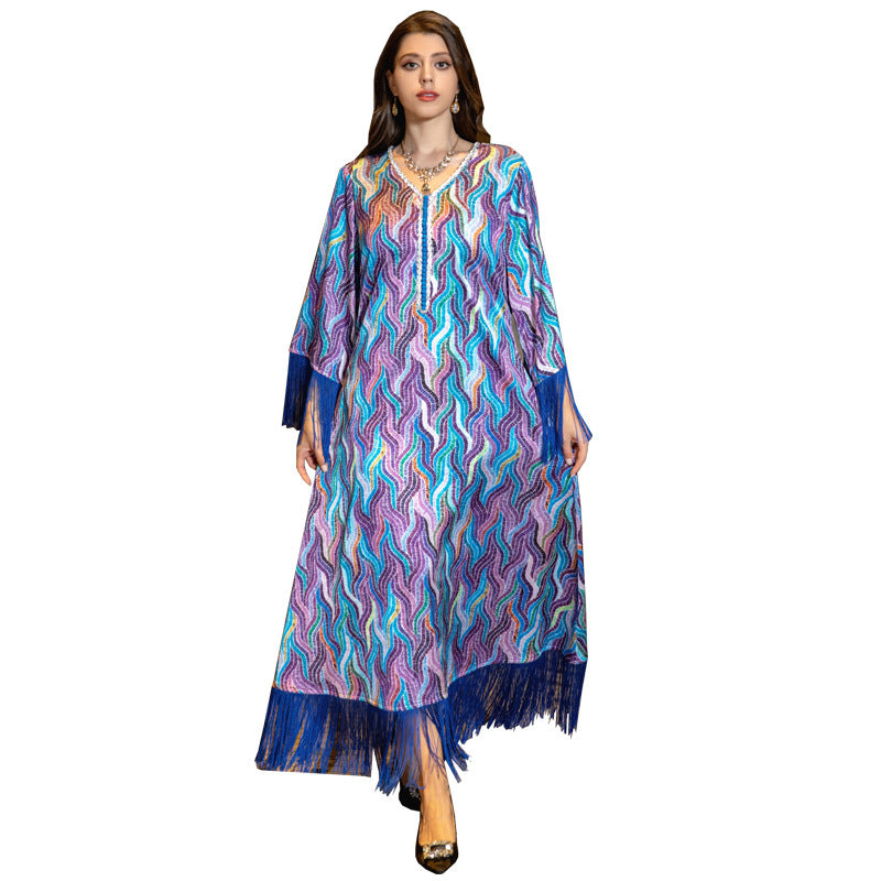 BamBam Women Arabian Dubai Muslim Print Abayas - BamBam