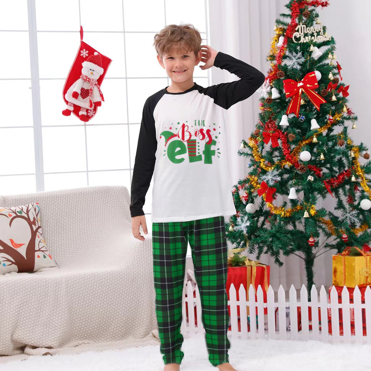 BamBam New Year's Parent-Child Family Outfits Spring And Autumn Letter Printed Christmas Pajamas Set For The Whole Family - BamBam