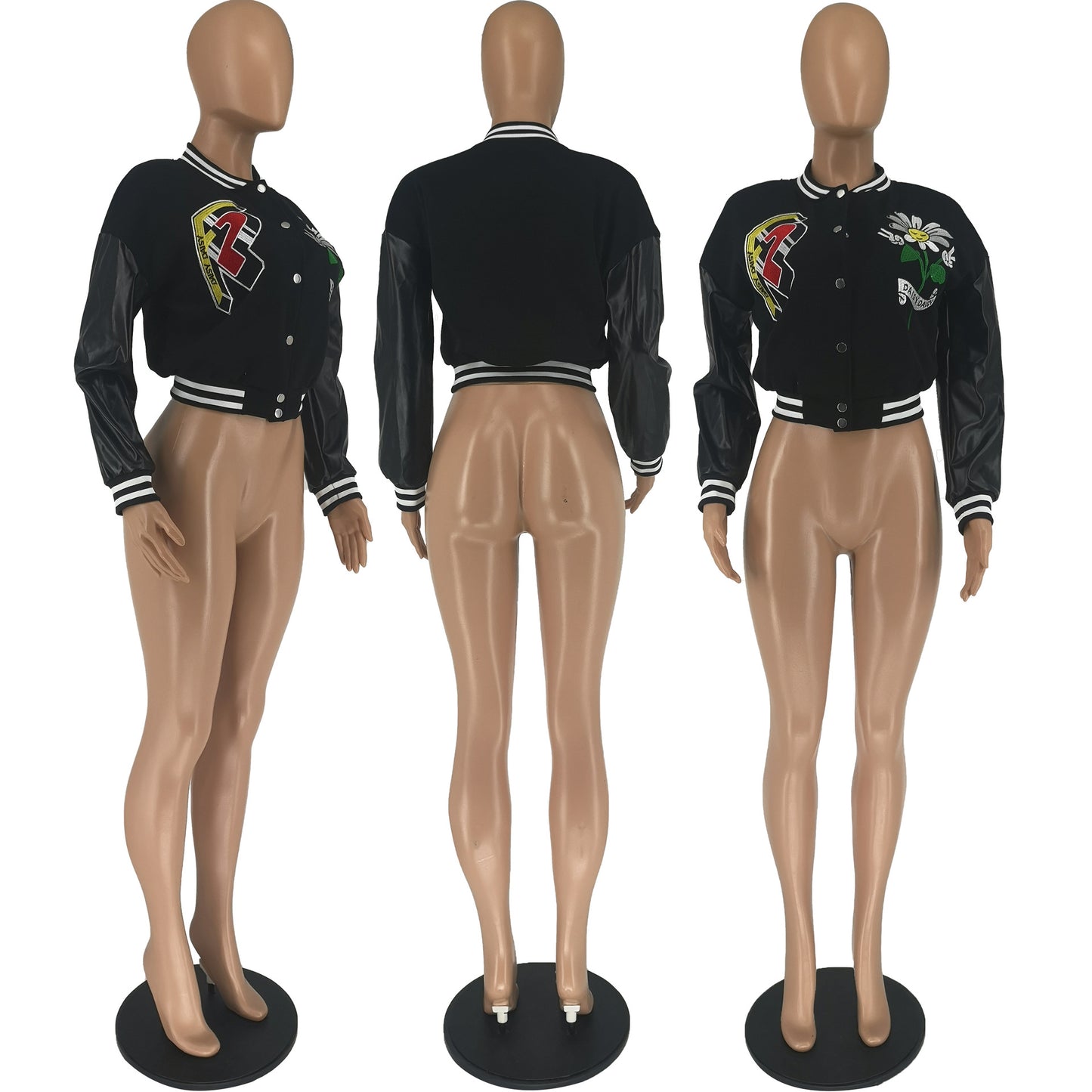BamBam Women's Fashion Casual Jackets Embroidered Baseball Coats - BamBam Clothing