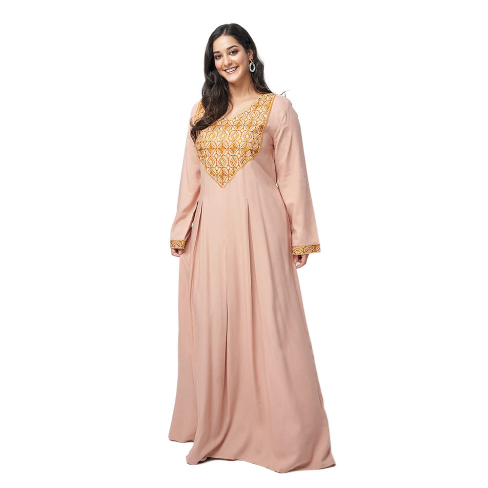 BamBam Muslim Women Embroidered Lace Dubai Casual Robe Women Muslim - BamBam