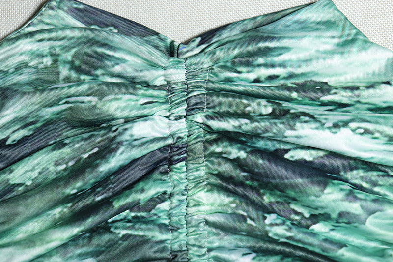 BamBam Printed Sleeveless Drawstring Top and Skirt Two-piece Set - BamBam