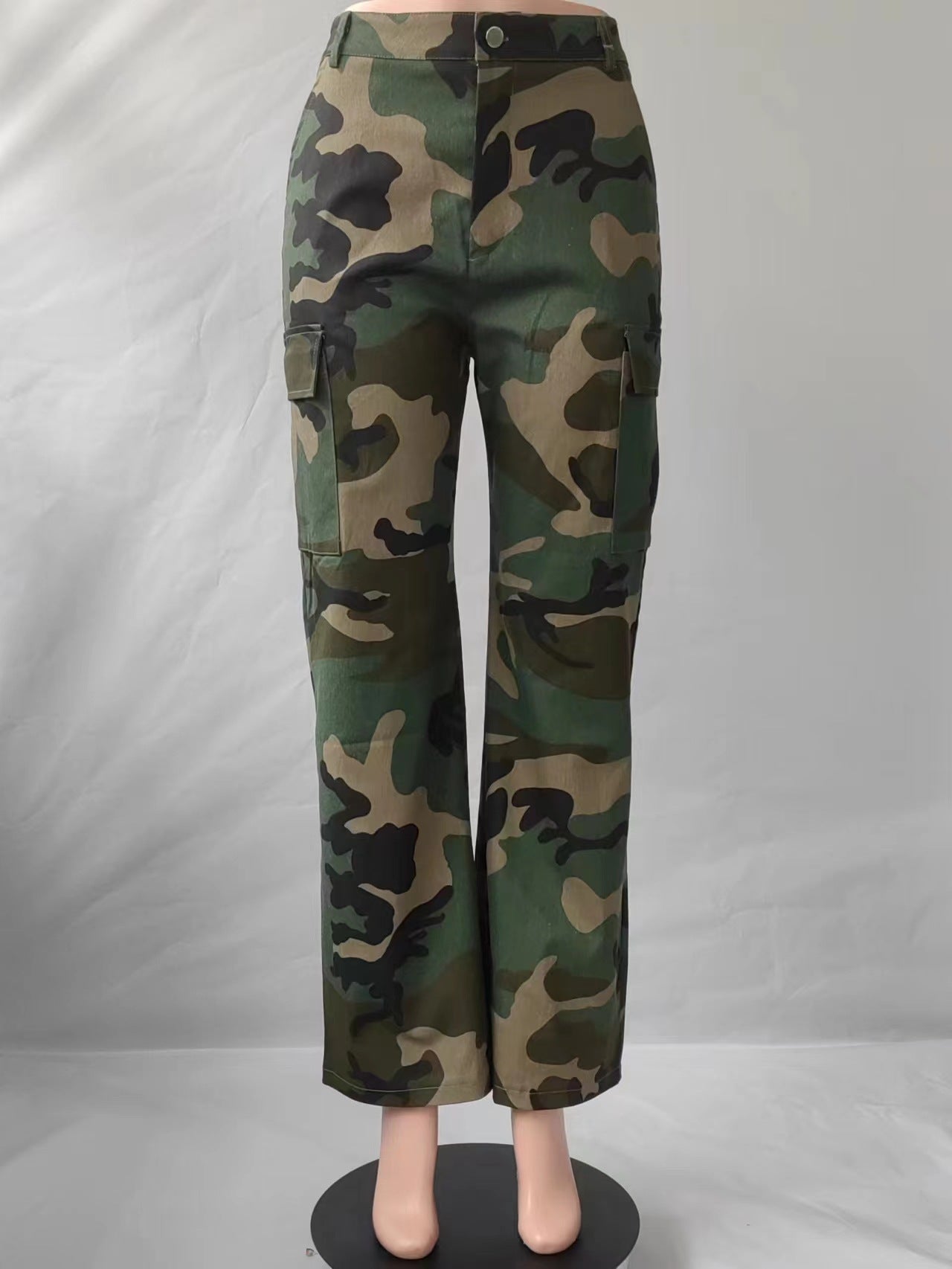 BamBam Women's Autumn Fashion Casual High Waist Straight Camouflage Pants - BamBam