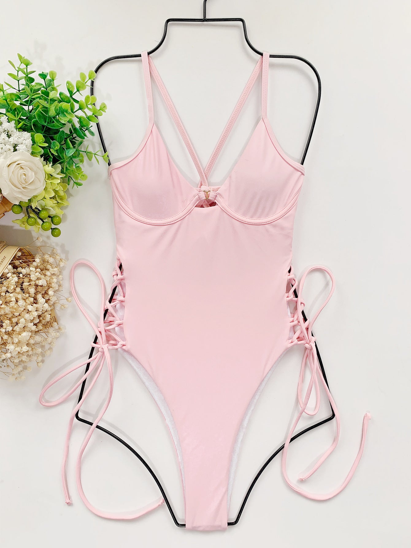 BamBam Women Sexy Bikini Solid Suspender Swimwear - BamBam