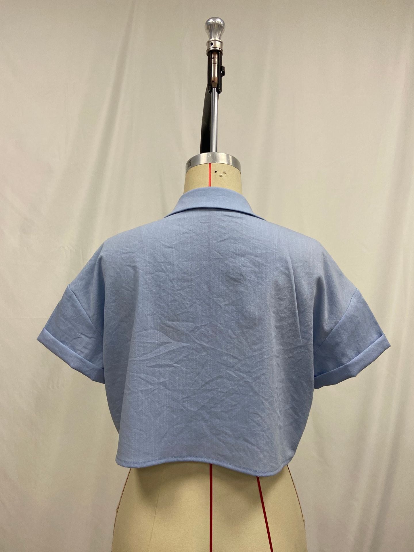 BamBam Summer Fashionable And Versatile Turndown Collar Short-Sleeved Striped Pocket Shirt Top - BamBam