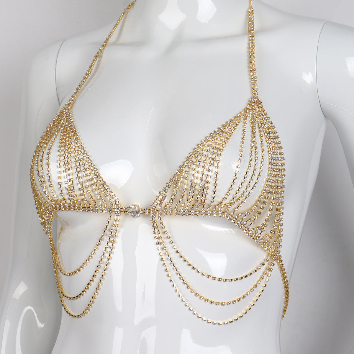 BamBam Chest Chain Accessories Fashion Rhinestone Tassel Sexy Bikini Bra Chain Nightclub Body Chain - BamBam