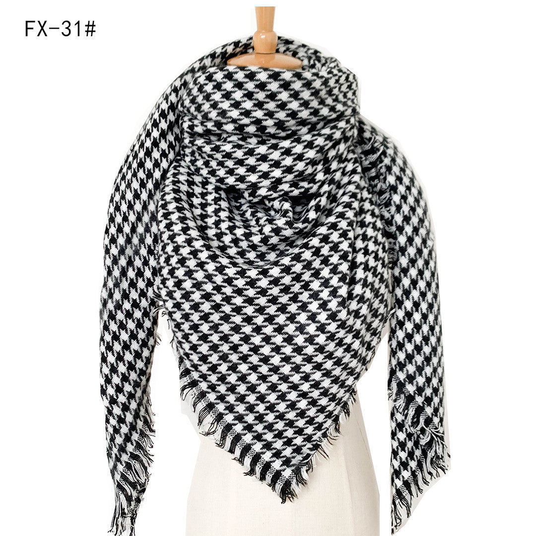 BamBam Autumn and winter imitation cashmere plaid square scarf scarf shawl - BamBam