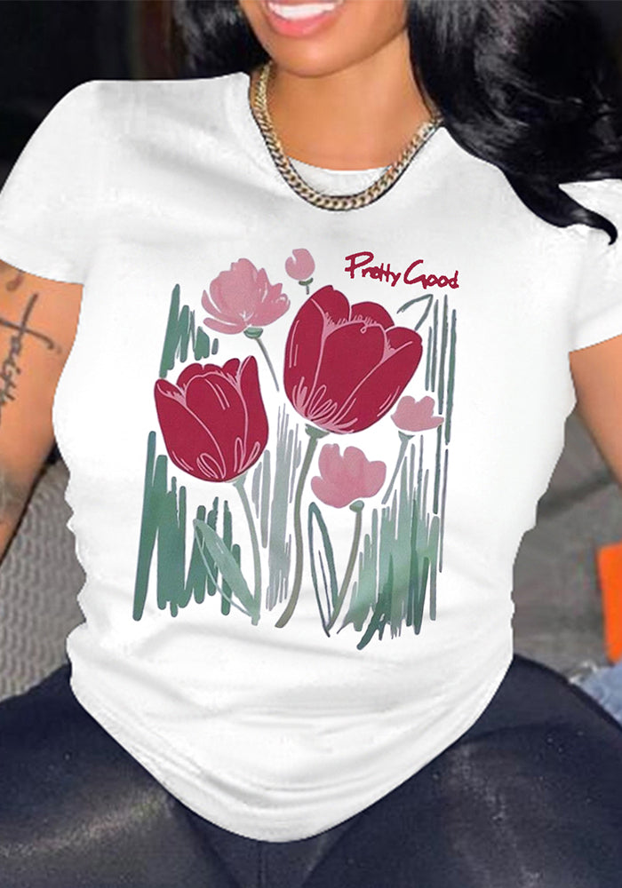 Printed Women's Round Neck T-Shirt