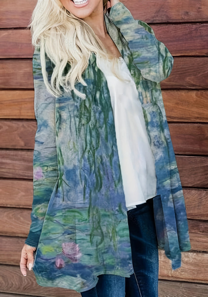 Women Landscape Print Casual Cape Jacket