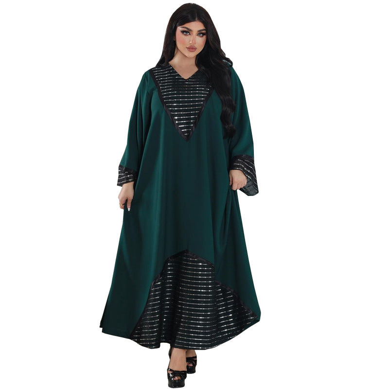 BamBam Women arab muslim sequin v neck robe - BamBam