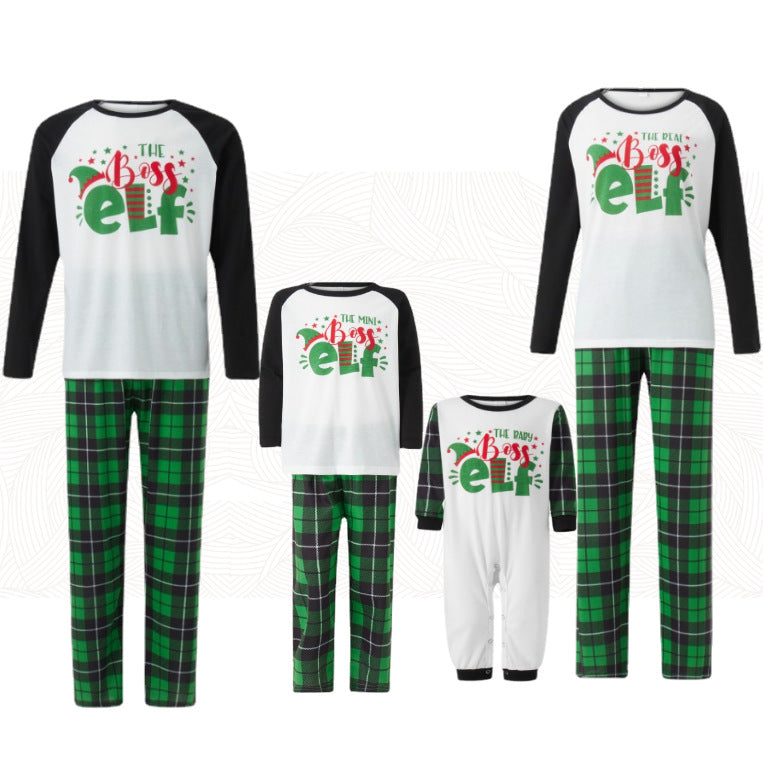 BamBam New Year's Parent-Child Family Outfits Spring And Autumn Letter Printed Christmas Pajamas Set For The Whole Family - BamBam