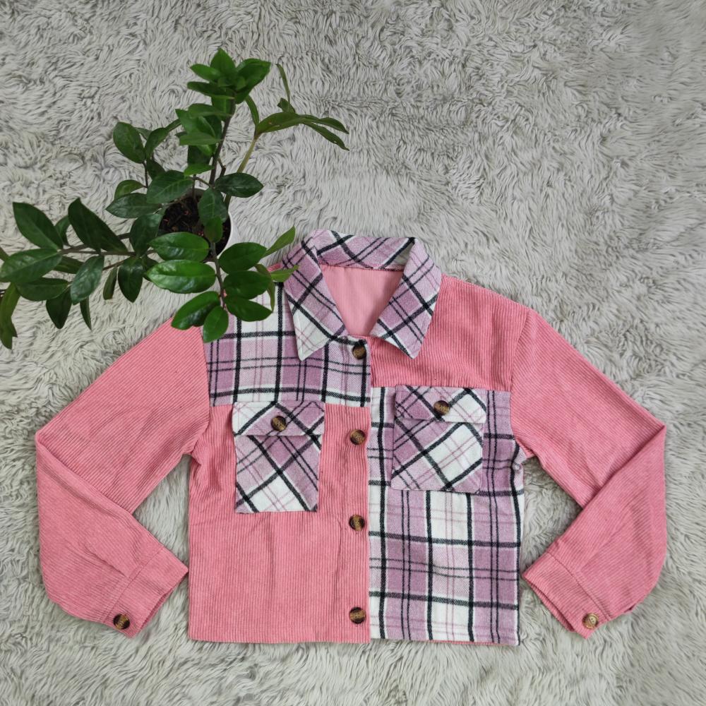 BamBam Women Autumn corduroy Plaid Patchwork Casual Jacket - BamBam