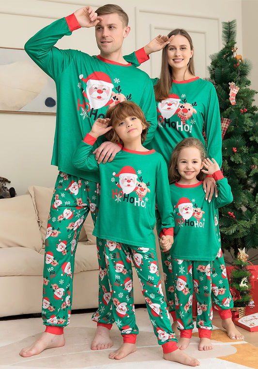 Christmas Family Wear Santa Print Printed Home Clothes Pajama Two-piece Set