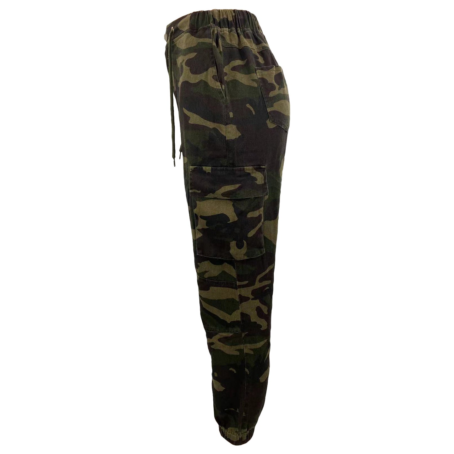 BamBam Women's Fashion Washed Camo Comfort Casual Multi-Pocket Denim Cargo Pants - BamBam