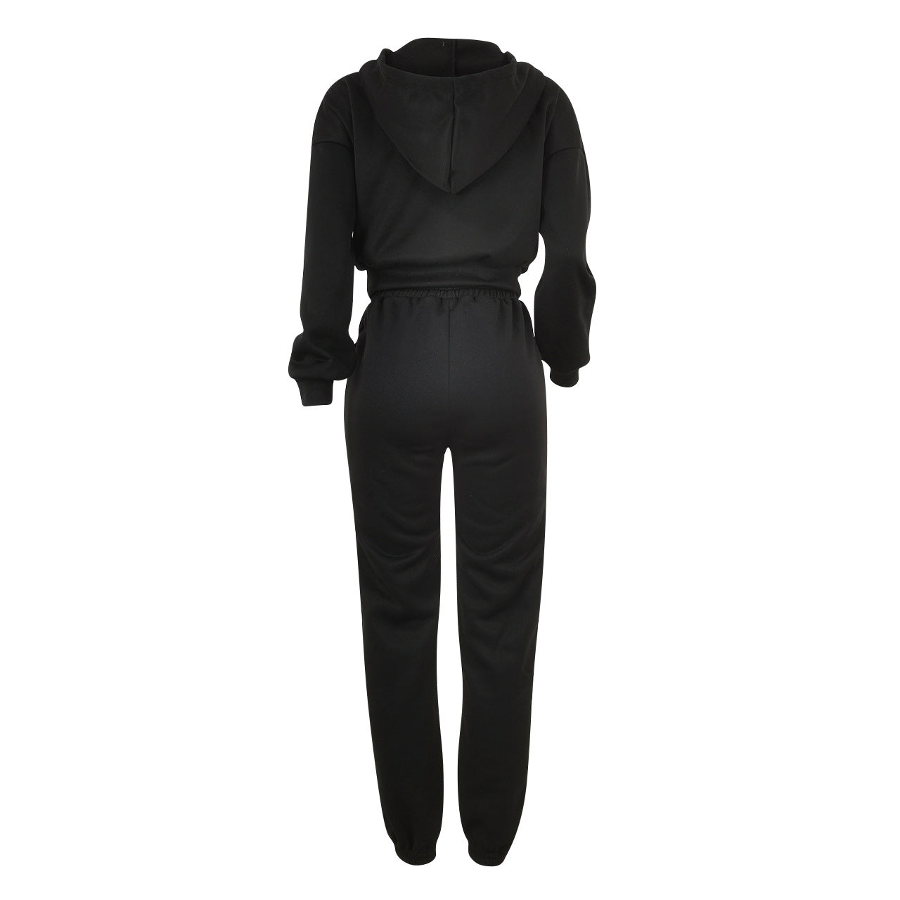 BamBam Women Casual Solid Zipper Hoodies and Pant Two-Piece Set - BamBam
