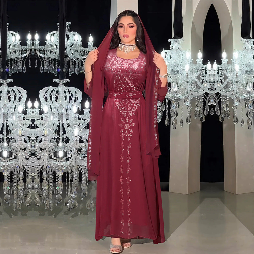 BamBam Women Dubai Arabian Beaded Abaya Dress - BamBam
