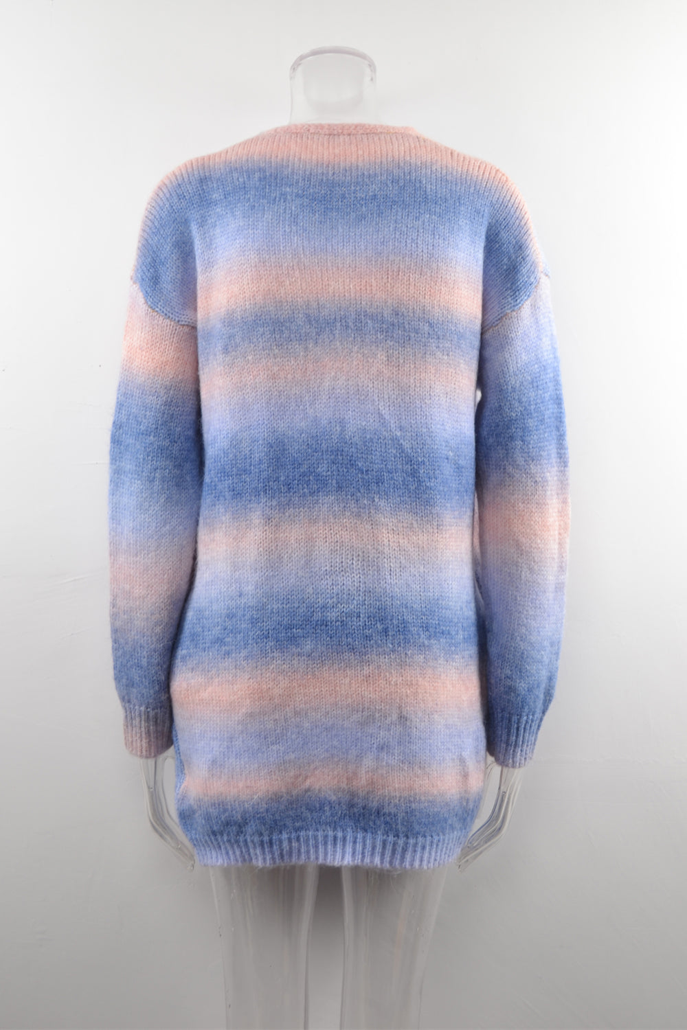 BamBam Winter Sweater Rainbow Tie Dye Plus Size Cardigan Women's Knitting Shirt Jacket - BamBam
