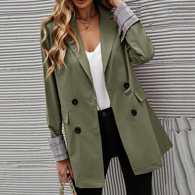 BamBam Autumn And Winter Women's Solid Color Turndown Collar Button Slim Chic Blazer - BamBam Clothing