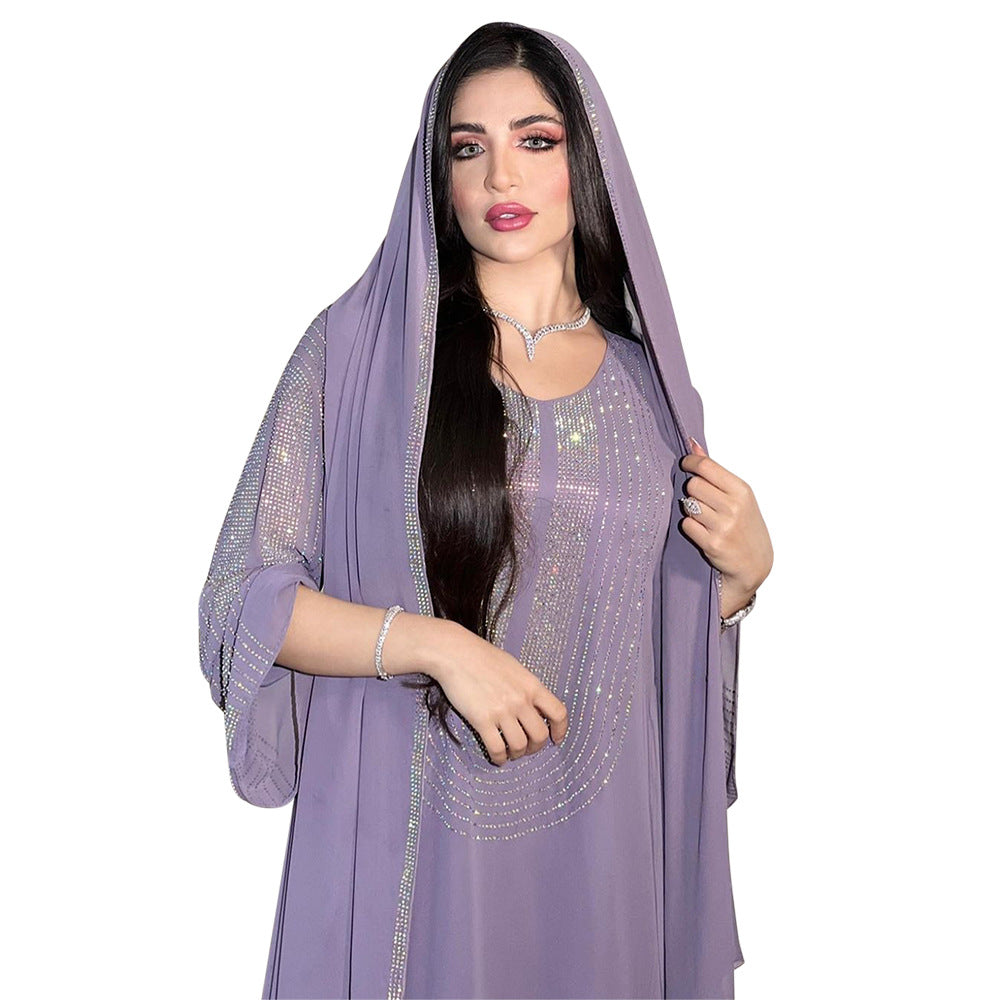 BamBam Muslim Ethnic Wear Stylish Beaded Abaya Saudi Party Dresses - BamBam