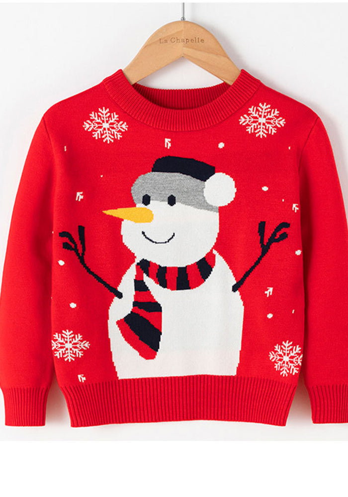 Children's Sweater Autumn And Winter Cartoon Christmas Snowman Pullover Basic Knitting Shirt For Girls