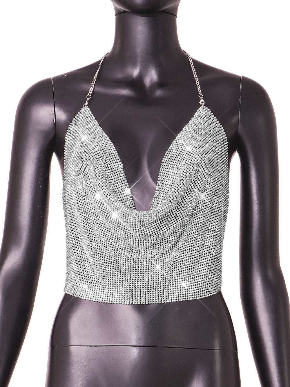 BamBam Women Metal Rhinestone Camisole Sexy Backless Tank Top - BamBam