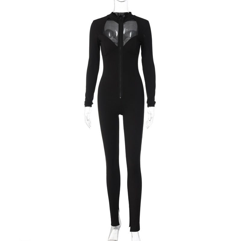 BamBam Autumn Slim Zipper Ribbed Long Sleeve Jumpsuit - BamBam Clothing