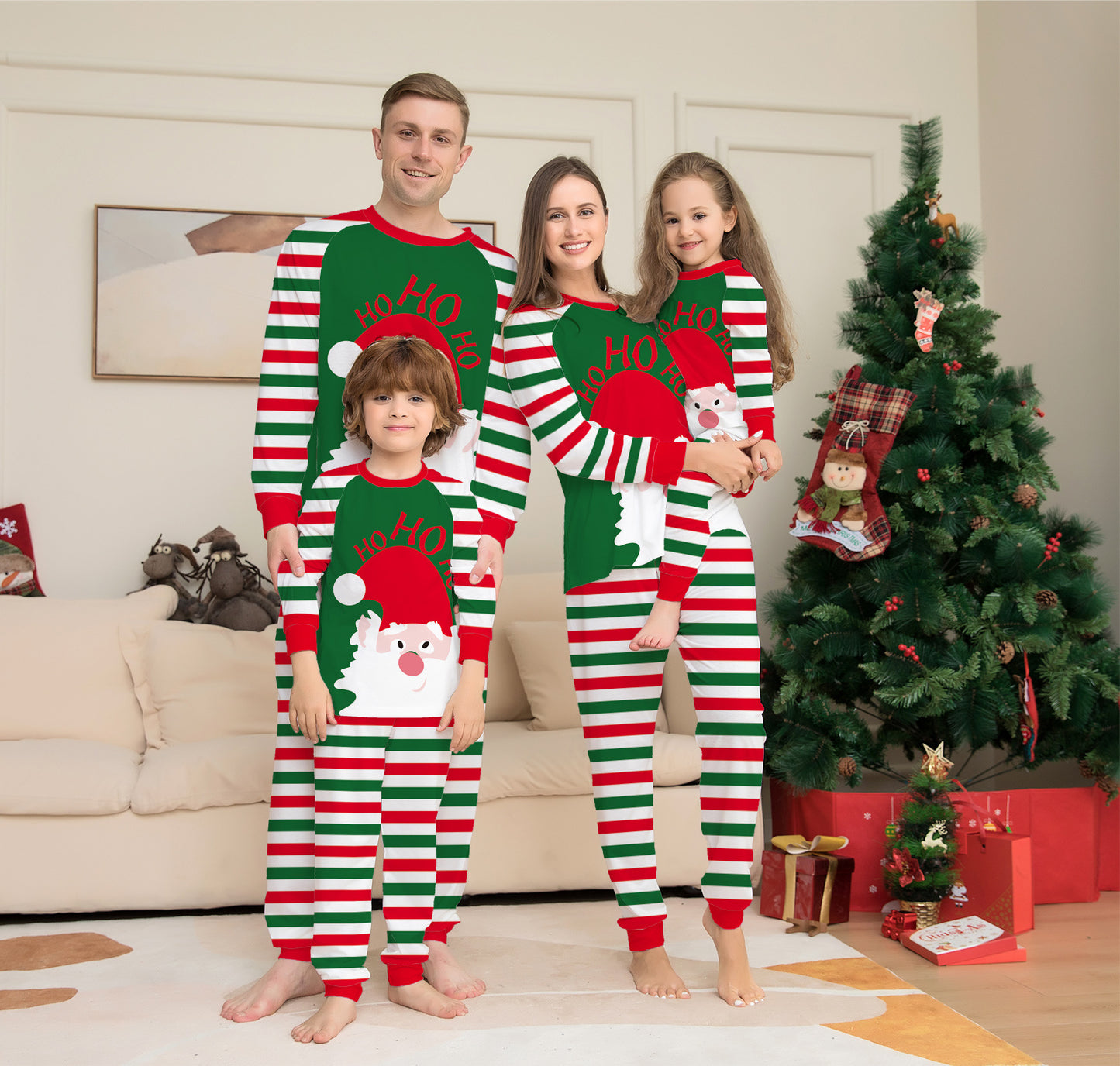 BamBam Santa striped Family Pajama two-piece set - BamBam